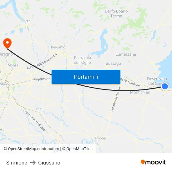 Sirmione to Giussano map