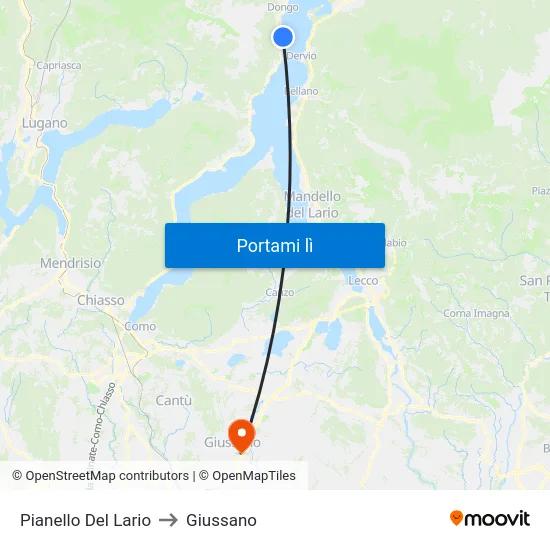 Pianello Del Lario to Giussano map
