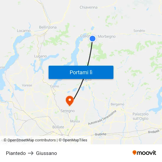 Piantedo to Giussano map