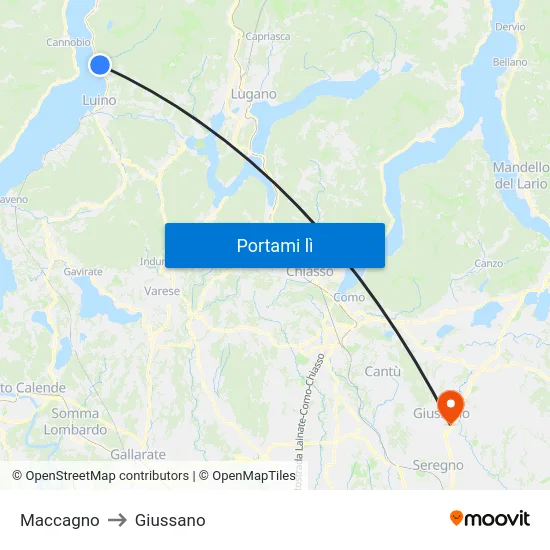 Maccagno to Giussano map