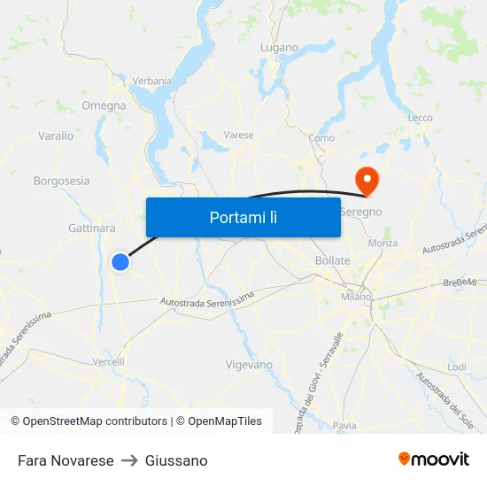 Fara Novarese to Giussano map