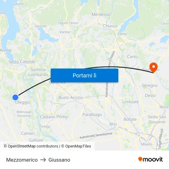 Mezzomerico to Giussano map