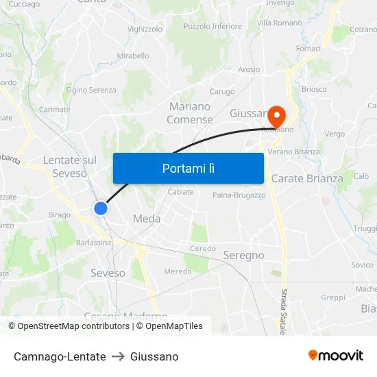 Camnago-Lentate to Giussano map