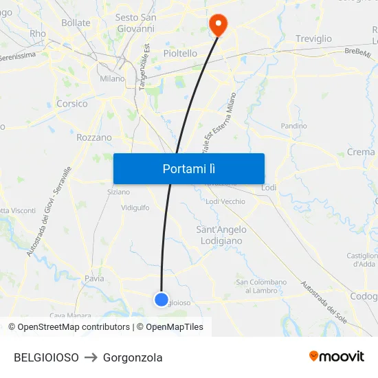 BELGIOIOSO to Gorgonzola map