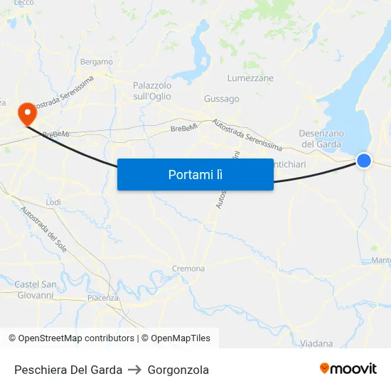 Peschiera Del Garda to Gorgonzola map