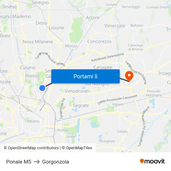Ponale M5 to Gorgonzola map
