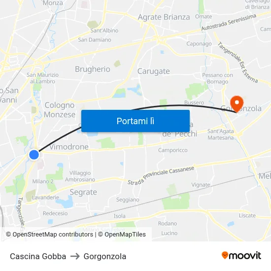 Cascina Gobba to Gorgonzola map