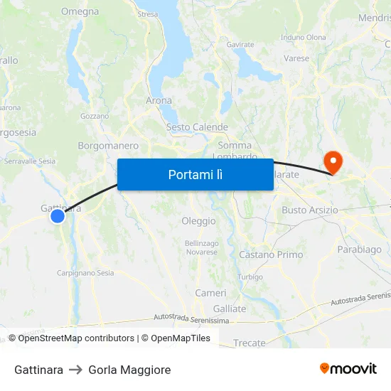 Gattinara to Gorla Maggiore map
