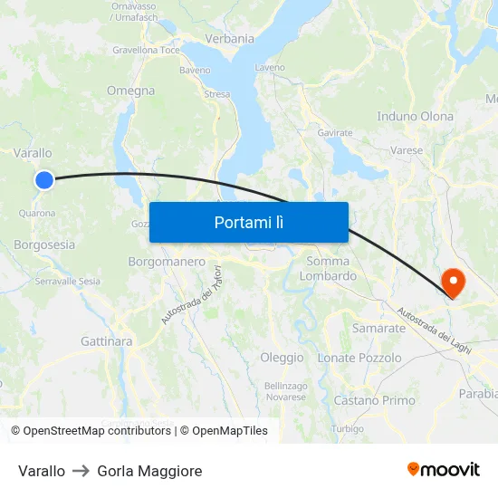 Varallo to Gorla Maggiore map