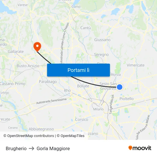 Brugherio to Gorla Maggiore map