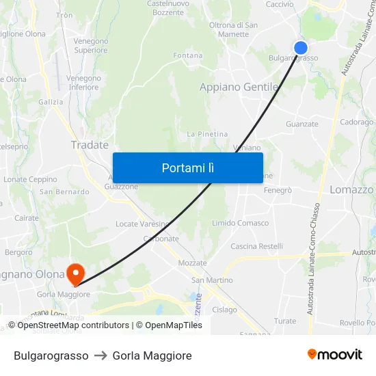 Bulgarograsso to Gorla Maggiore map