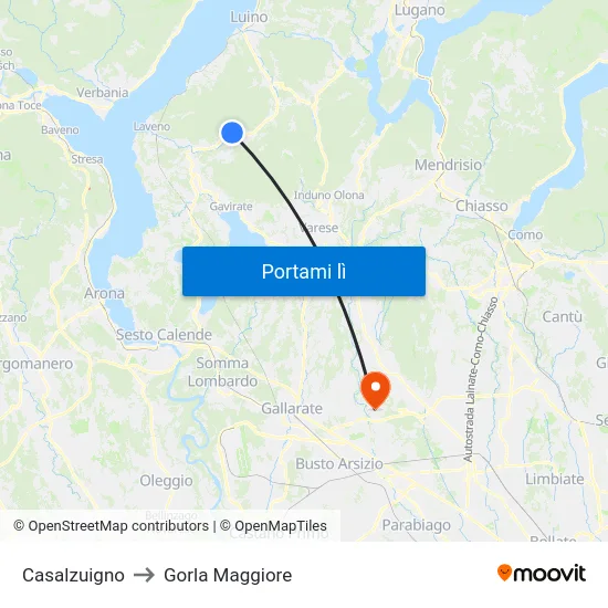 Casalzuigno to Gorla Maggiore map