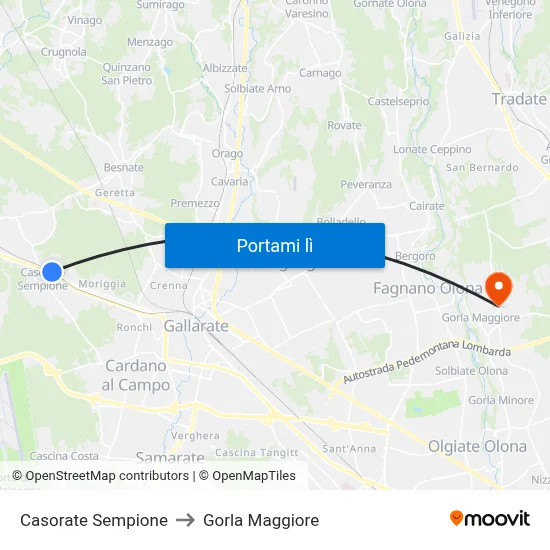 Casorate Sempione to Gorla Maggiore map