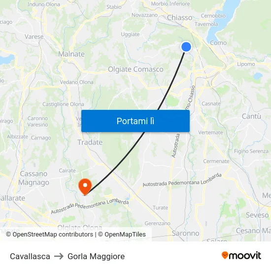 Cavallasca to Gorla Maggiore map