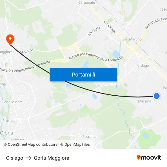 Cislago to Gorla Maggiore map