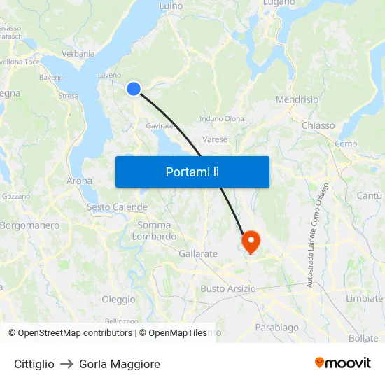 Cittiglio to Gorla Maggiore map