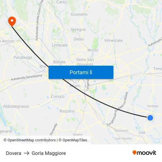 Dovera to Gorla Maggiore map