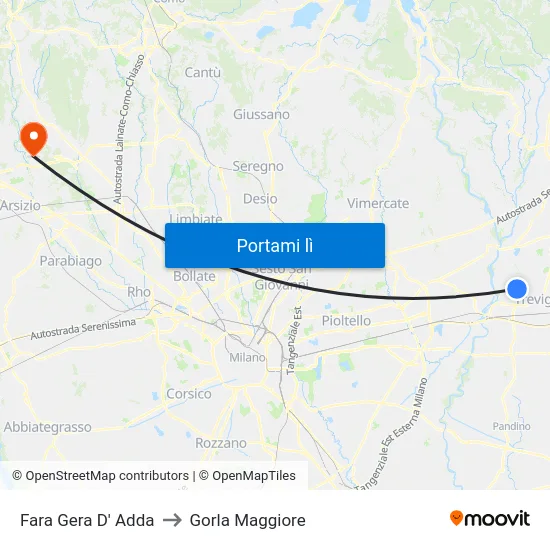 Fara Gera D' Adda to Gorla Maggiore map