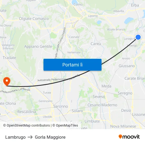 Lambrugo to Gorla Maggiore map