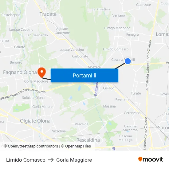 Limido Comasco to Gorla Maggiore map
