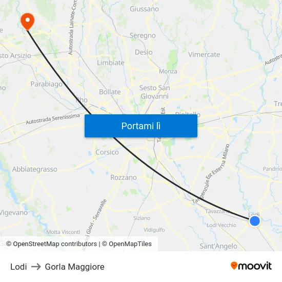 Lodi to Gorla Maggiore map