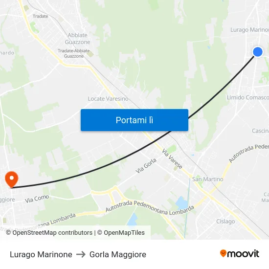 Lurago Marinone to Gorla Maggiore map