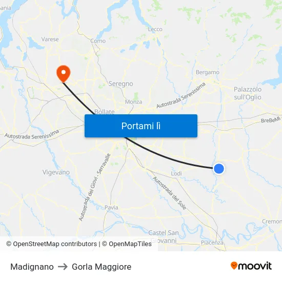 Madignano to Gorla Maggiore map