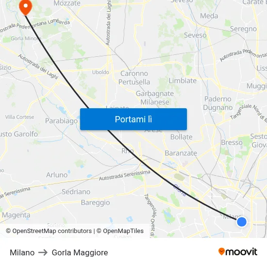 Milano to Gorla Maggiore map