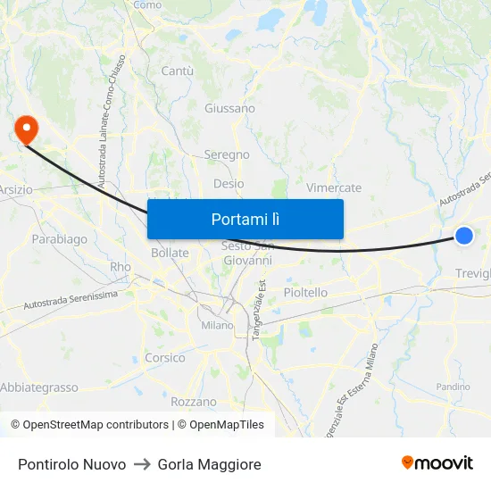Pontirolo Nuovo to Gorla Maggiore map