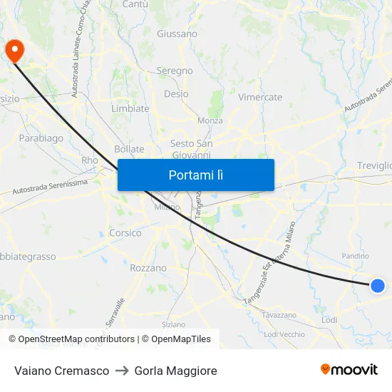 Vaiano Cremasco to Gorla Maggiore map