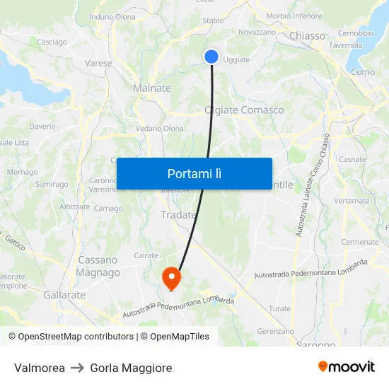 Valmorea to Gorla Maggiore map