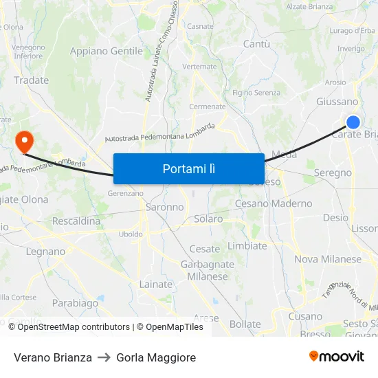 Verano Brianza to Gorla Maggiore map