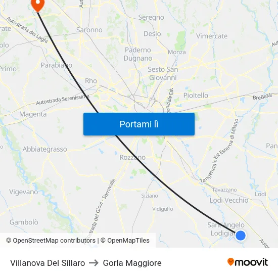 Villanova Del Sillaro to Gorla Maggiore map