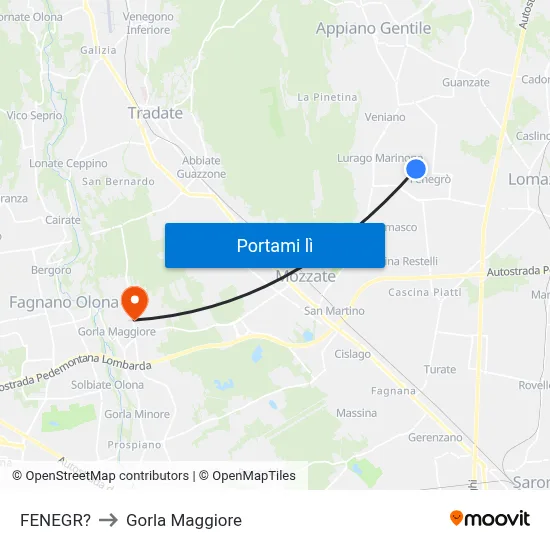 FENEGR? to Gorla Maggiore map