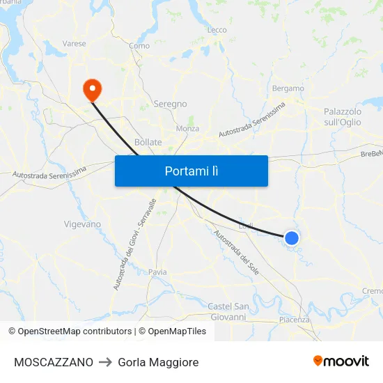 MOSCAZZANO to Gorla Maggiore map