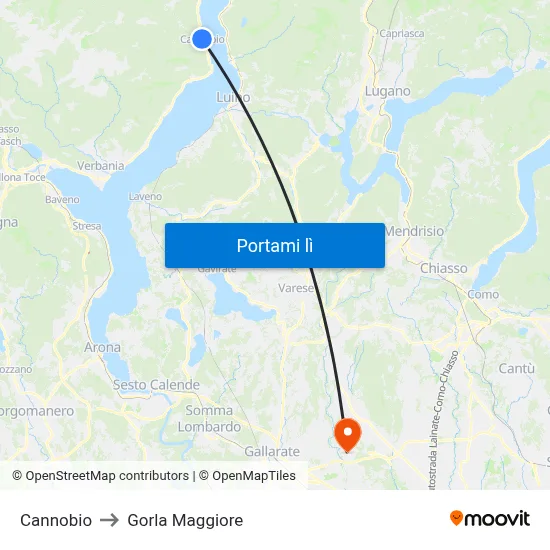 Cannobio to Gorla Maggiore map