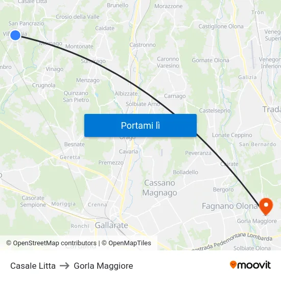 Casale Litta to Gorla Maggiore map