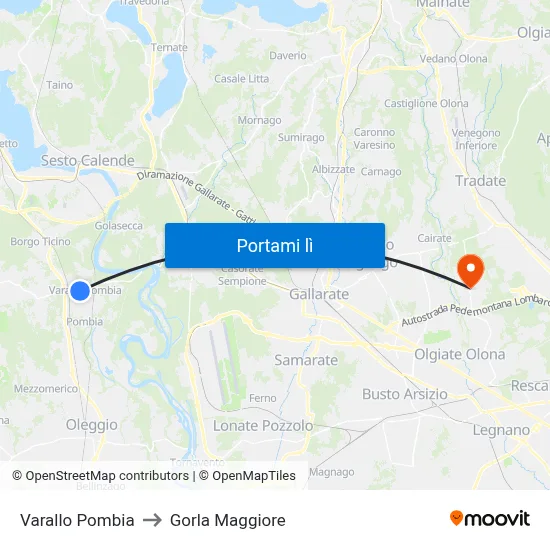 Varallo Pombia to Gorla Maggiore map
