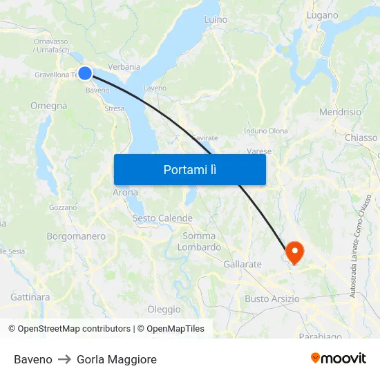 Baveno to Gorla Maggiore map