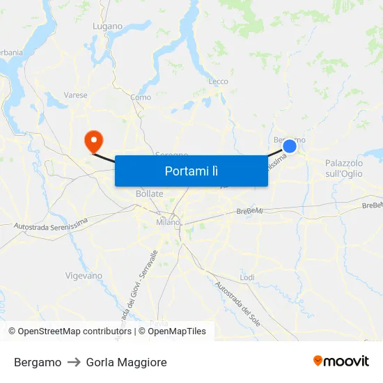 Bergamo to Gorla Maggiore map