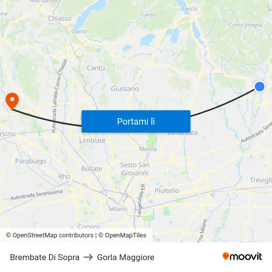 Brembate Di Sopra to Gorla Maggiore map