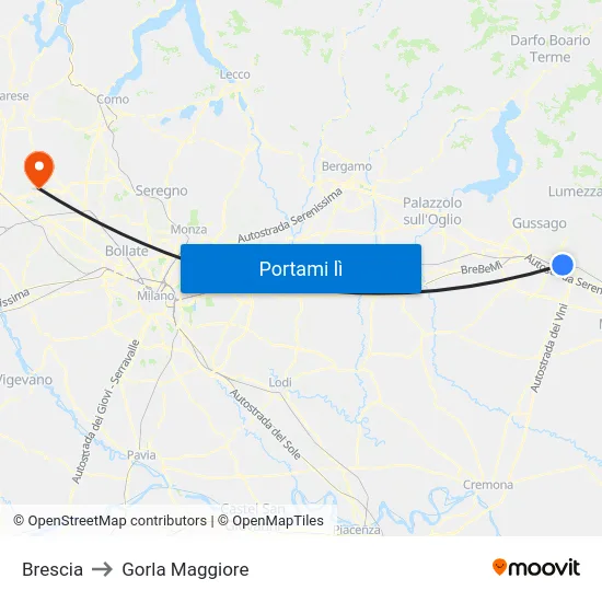 Brescia to Gorla Maggiore map