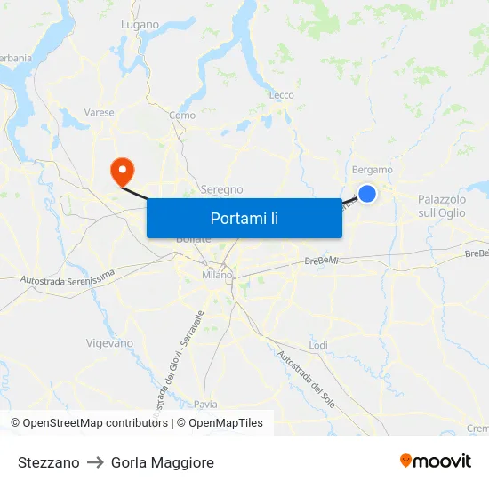 Stezzano to Gorla Maggiore map