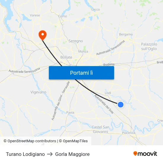 Turano Lodigiano to Gorla Maggiore map