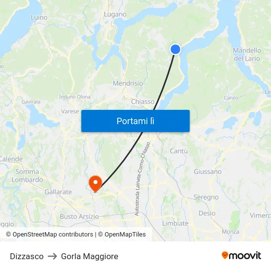 Dizzasco to Gorla Maggiore map