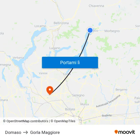 Domaso to Gorla Maggiore map