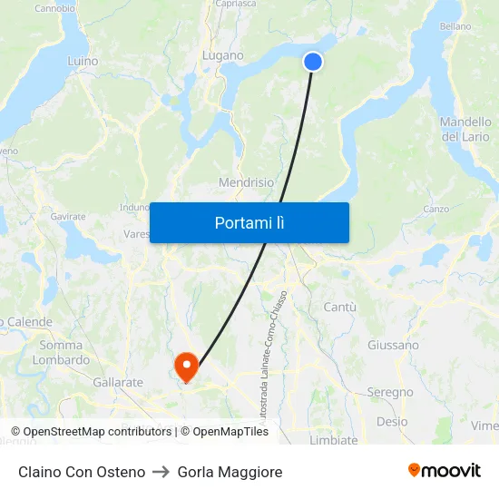 Claino Con Osteno to Gorla Maggiore map
