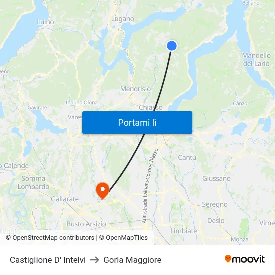 Castiglione D' Intelvi to Gorla Maggiore map