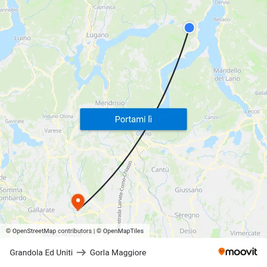 Grandola Ed Uniti to Gorla Maggiore map