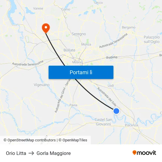 Orio Litta to Gorla Maggiore map